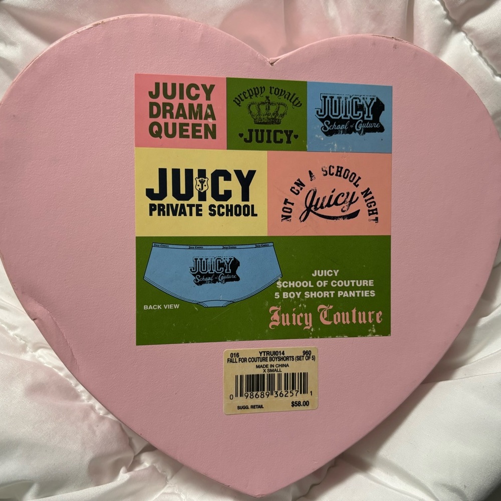 COPY - BNWT - Juicy (school of) Couture set of 5 boy-short Panties, xs.